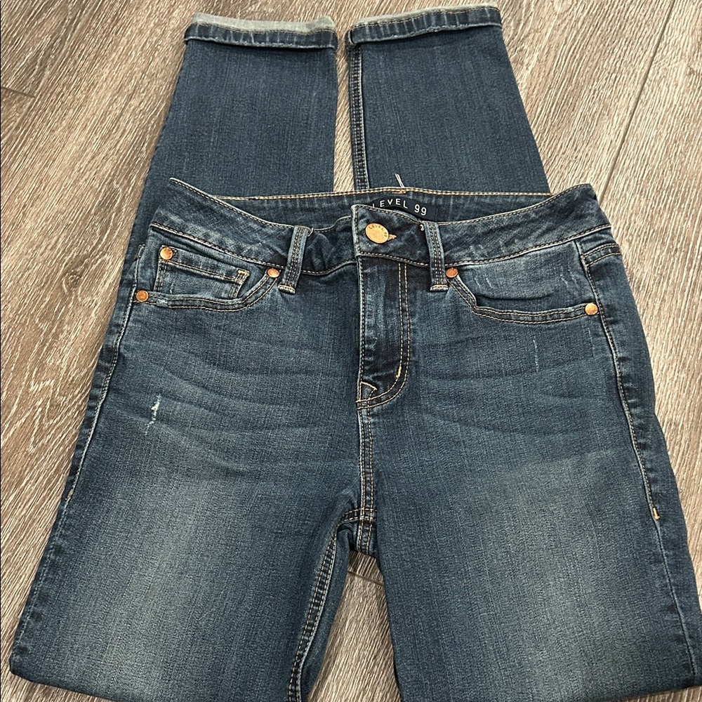 Level 99 Dark Blue Skinny Jeans